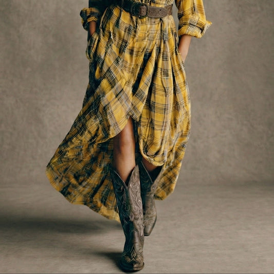 Abril | Vestido camisero a cuadros con cinturón